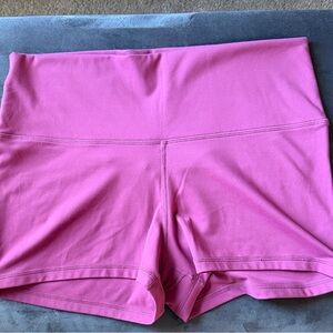 Women's Pink Stretch High-Rise Fitness Shorts